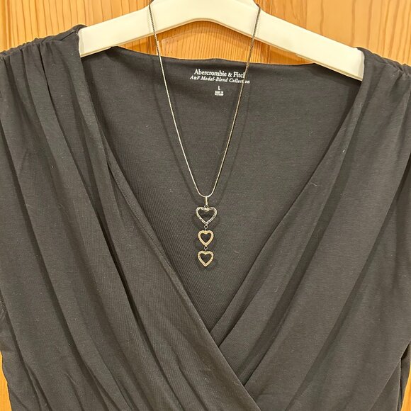 14k Black Gold Triple Heart Necklace - Picture 12 of 12